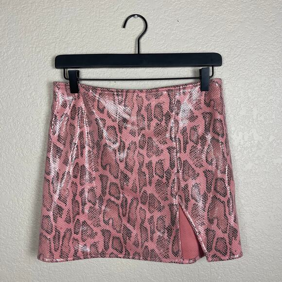 Motel Rocks WREN MINI SKIRT IN PU SNAKE PINK Size Small - Picture 9 of 9